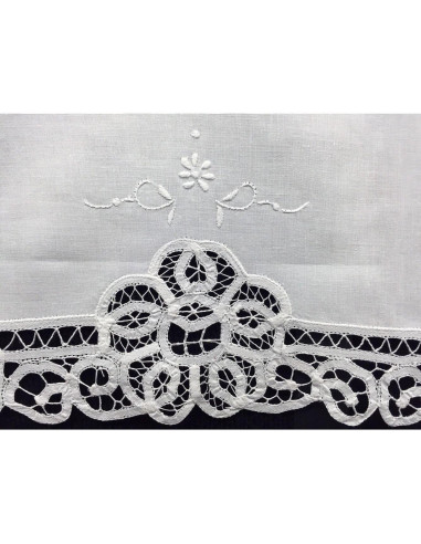 Caminito de Mesa de Encaje Battenburg Blanco Creative Linens 40x224 cm