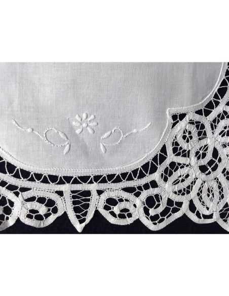 Caminito de Mesa de Encaje Battenburg Blanco Creative Linens 40x224 cm