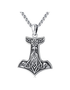 Collar Vikingos Mjolnir Thor Plata Esterlina 925 61 cm