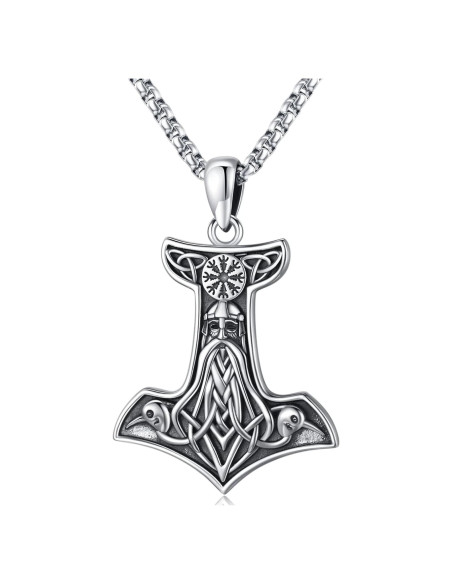 Collar Vikingos Mjolnir Thor Plata Esterlina 925 61 cm