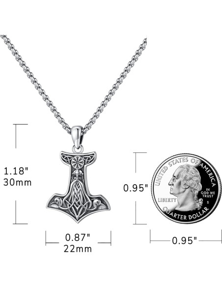 Collar Vikingos Mjolnir Thor Plata Esterlina 925 61 cm