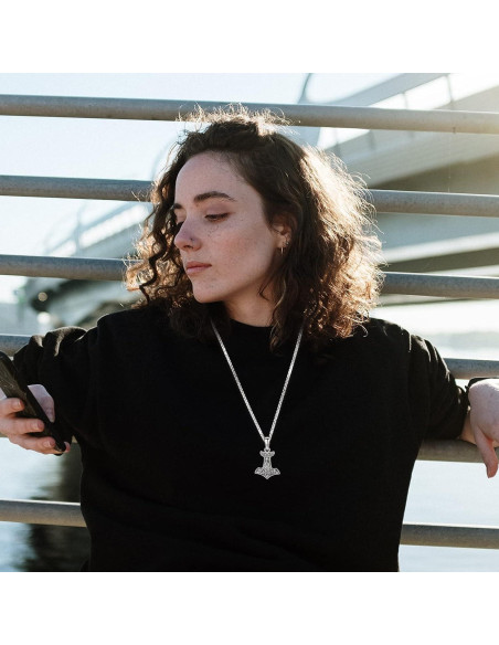 Collar Vikingos Mjolnir Thor Plata Esterlina 925 61 cm