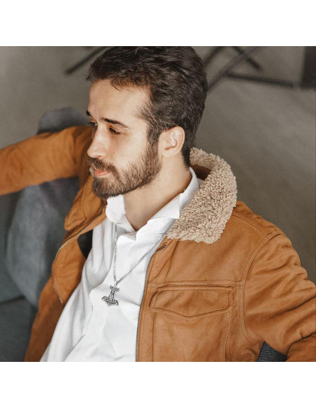 Collar Vikingos Mjolnir Thor Plata Esterlina 925 61 cm