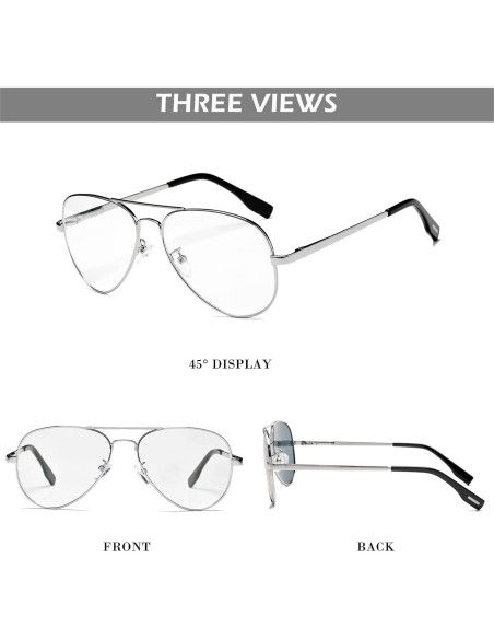 Gafas de Aviador HJSTES Lentes Transparentes Anti-Luz Azul