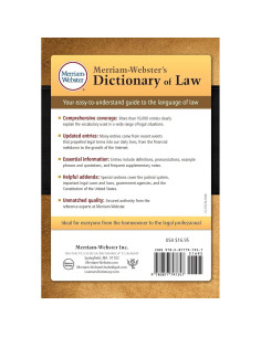 Merriam-Webster's Dictionary of Law, Newest Edition, Trade Paperback 2