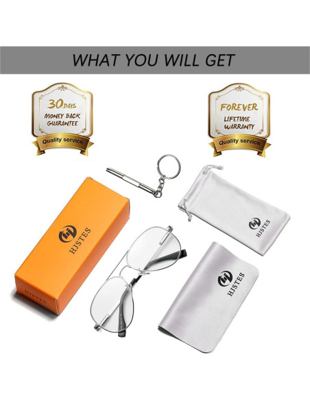 Gafas de Aviador HJSTES Lentes Transparentes Anti-Luz Azul