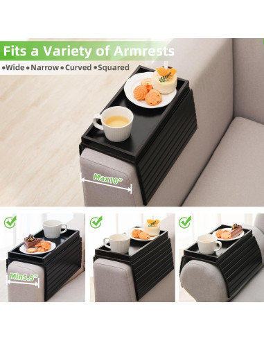 Bandeja de brazo de sofá GEHE de bambú plegable 45.72x33.53cm