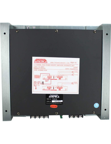 Amplificador de Potencia Pyramid PB918 2000W 2 Canales + Kit Cableado 8 Gauge