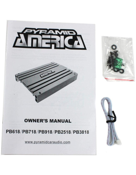 Amplificador de Potencia Pyramid PB918 2000W 2 Canales + Kit Cableado 8 Gauge