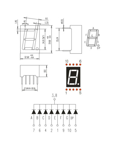 Tubo Digital LED Verde PATIKIL 20 Unidades 0.56" 3.3V 10 Pines