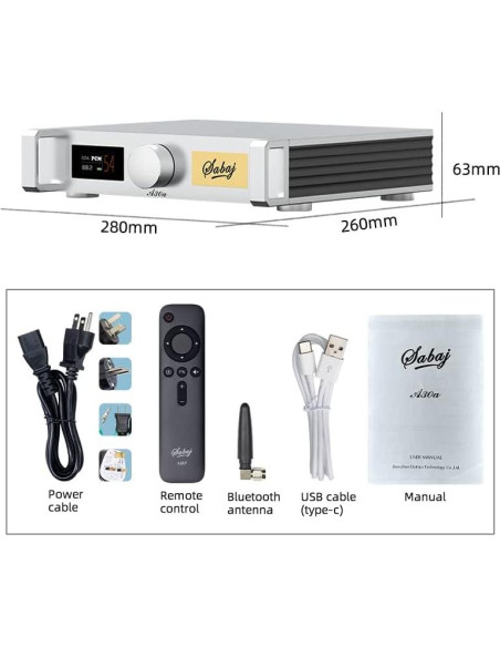 Amplificador Hi-Fi Sabaj A30a 200W, USB, Bluetooth, Coaxial