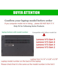 Funda para Laptop Lenovo V15 Gen 5/4/3/2 15.6" PU Negro 2