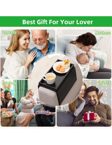 Bandeja de brazo de sofá GEHE de bambú plegable 45.72x33.53cm