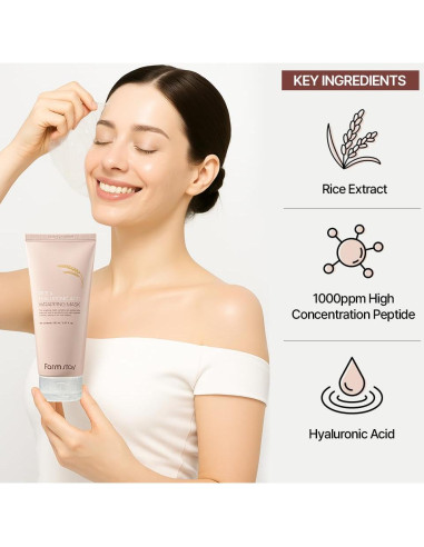 Mascarilla Facial Nocturna FARMSTAY Arroz y Ácido Hialurónico 150ml