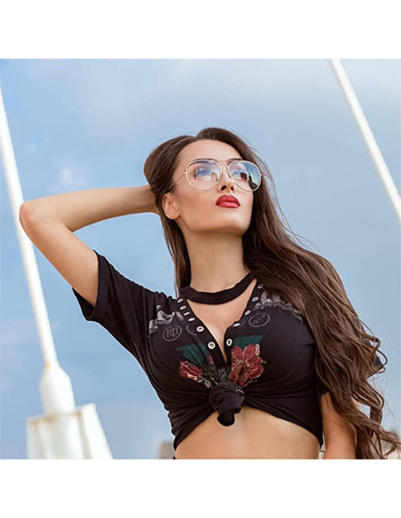 Gafas de Aviador HJSTES Lentes Transparentes Anti Luz Azul