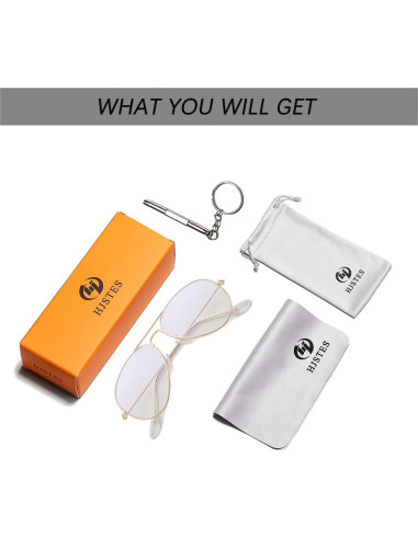 Gafas de Aviador HJSTES Lentes Transparentes Anti Luz Azul