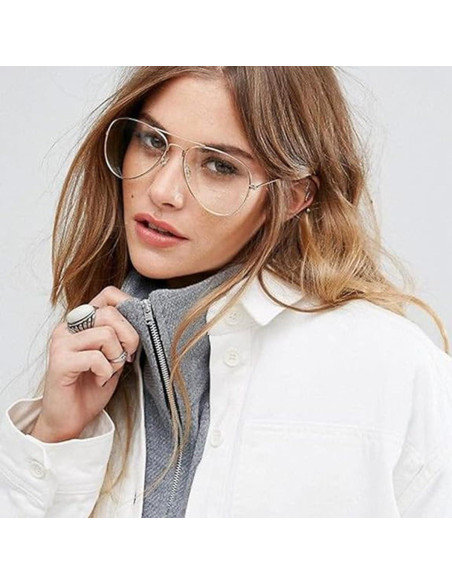 Gafas de Aviador HJSTES Lentes Transparentes Anti Luz Azul