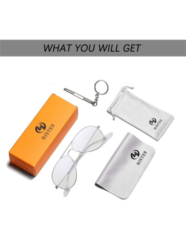 Gafas de Aviador HJSTES Lentes Transparentes Anti Luz Azul