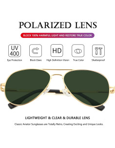 Gafas de sol AIEYEZO Aviador Polarizadas UV400 Oro/G15 2
