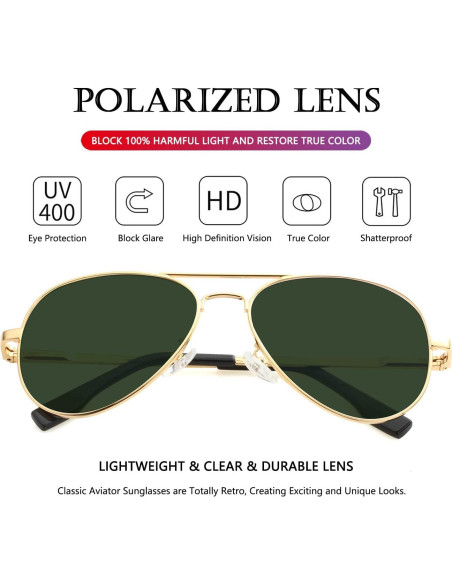 Gafas de sol AIEYEZO Aviador Polarizadas UV400 Oro/G15