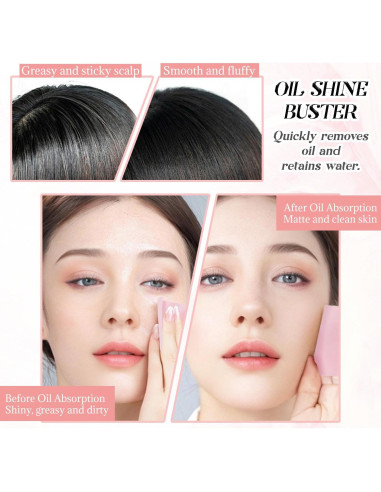 BOROLA Papel Absorbente de Aceite 100 Hojas con Espejo y Puff