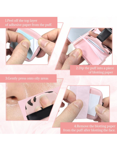 BOROLA Papel Absorbente de Aceite 100 Hojas con Espejo y Puff