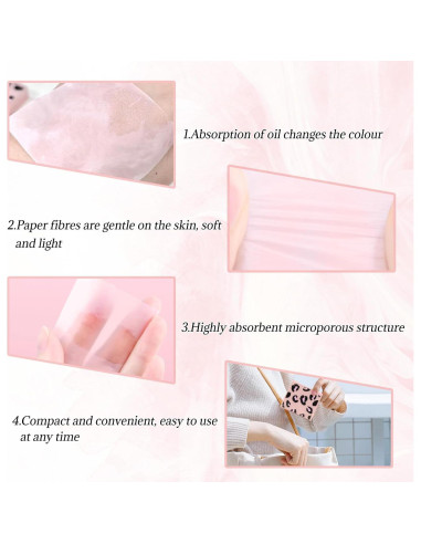 BOROLA Papel Absorbente de Aceite 100 Hojas con Espejo y Puff