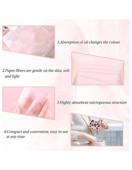 BOROLA Papel Absorbente de Aceite 100 Hojas con Espejo y Puff