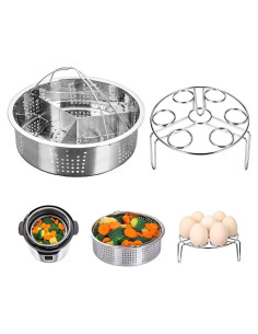 Juego de Cestas de Vapor Acero Inoxidable 21x6cm para Instant Pot