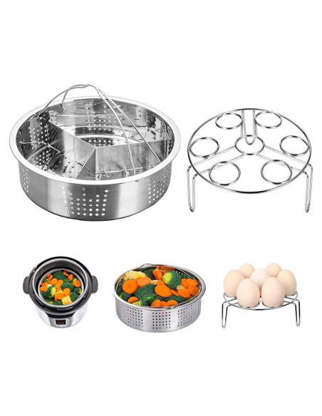 Juego de Cestas de Vapor Acero Inoxidable 21x6cm para Instant Pot