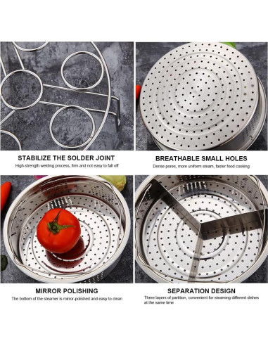 Juego de Cestas de Vapor Acero Inoxidable 21x6cm para Instant Pot