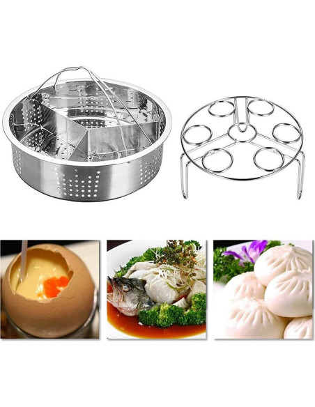 Juego de Cestas de Vapor Acero Inoxidable 21x6cm para Instant Pot