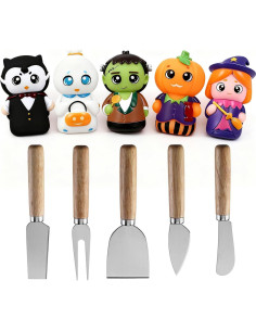 Juego de 5 Espátulas de Queso Halloween Linwnil - Acero Inoxidable 2