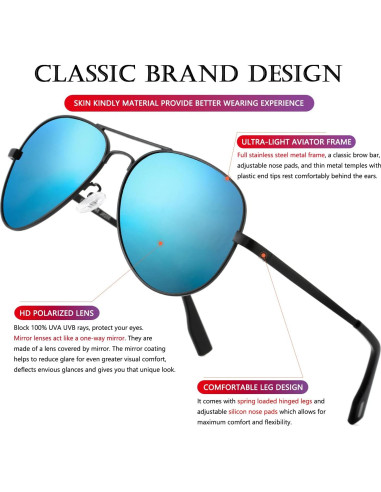 Gafas de sol AIEYEZO aviador polarizadas UV400 unisex