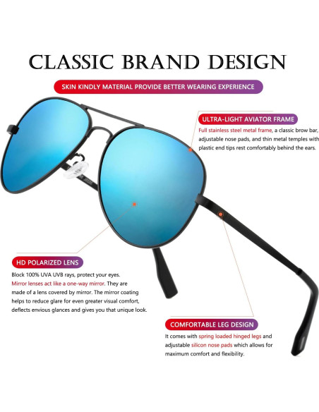 Gafas de sol AIEYEZO aviador polarizadas UV400 unisex