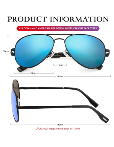 Gafas de sol AIEYEZO aviador polarizadas UV400 unisex