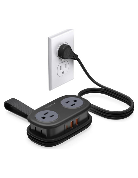 Regleta de Viaje ORICO AP3 20W 4 Salidas AC 3 USB Negro