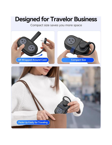 Regleta de Viaje ORICO AP3 20W 4 Salidas AC 3 USB Negro