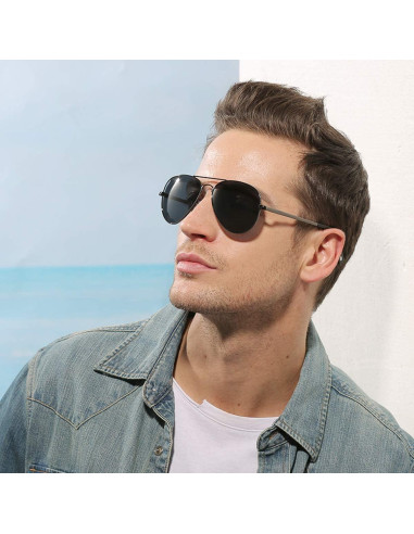 Gafas de sol AIEYEZO aviador polarizadas UV400 metalizadas