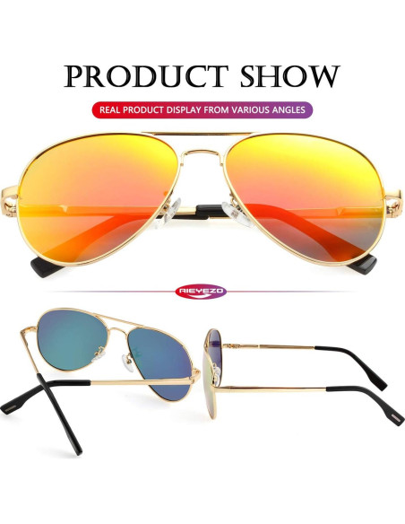 AIEYEZO Gafas de Sol Aviador Polarizadas Oro Espejo Rojo