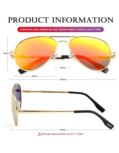 AIEYEZO Gafas de Sol Aviador Polarizadas Oro Espejo Rojo