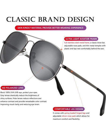Gafas de sol AIEYEZO aviador polarizadas UV400 metalizadas