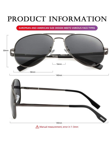 Gafas de sol AIEYEZO aviador polarizadas UV400 metalizadas