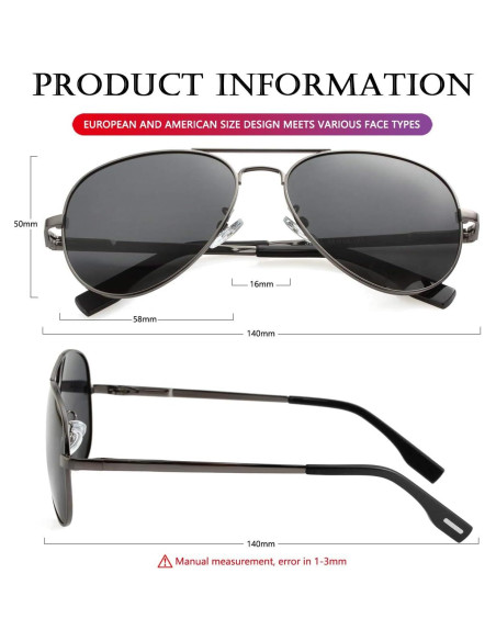 Gafas de sol AIEYEZO aviador polarizadas UV400 metalizadas