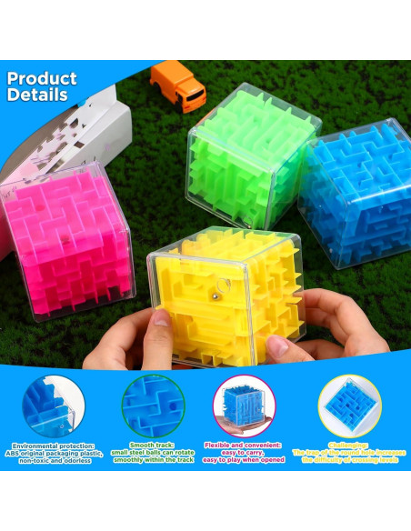Cubos de Laberinto 3D Syhood - 4 Piezas Portátiles para Jugar