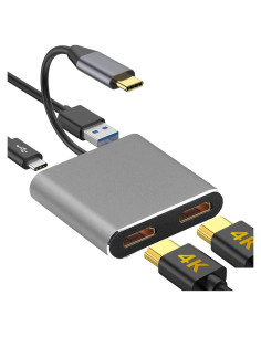 Adaptador USB C a Doble HDMI Znoogrn 4K 100W PD USB 3.0