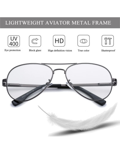 Gafas de Aviador HJSTES Lentes Transparentes Anti Luz Azul