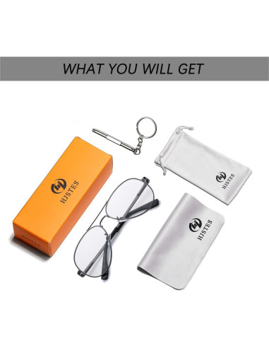 Gafas de Aviador HJSTES Lentes Transparentes Anti Luz Azul