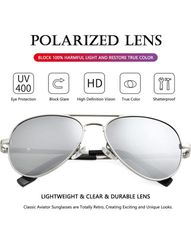 Gafas de sol AIEYEZO aviador polarizadas UV400 plata