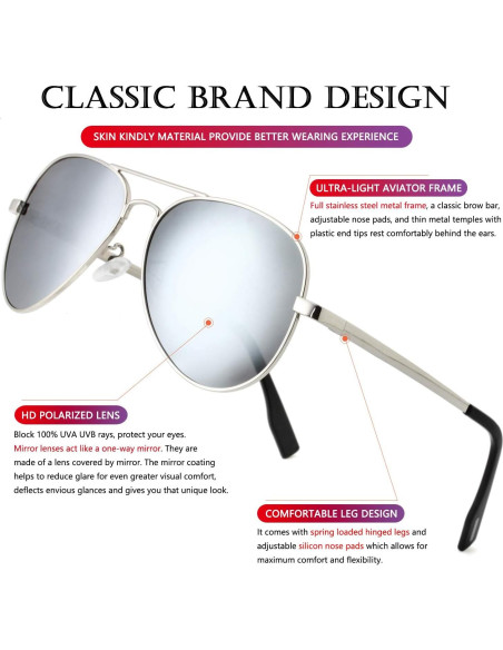 Gafas de sol AIEYEZO aviador polarizadas UV400 plata